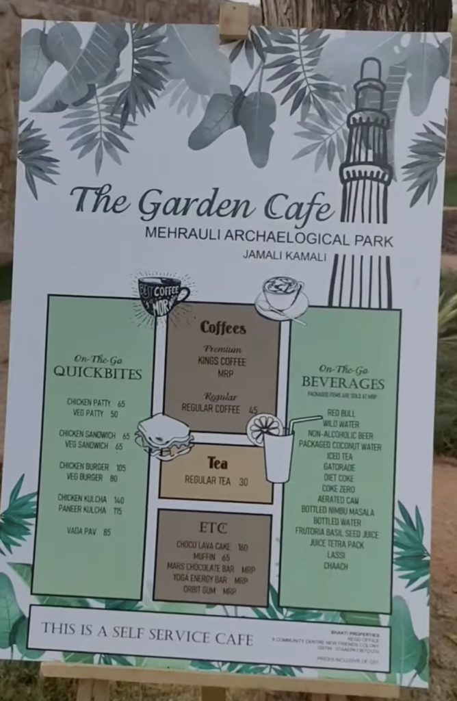 The Garden Cafe in Mehrauli Menu